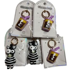 CharmPop Bubble Tea & Zebra Keychain Set of 5